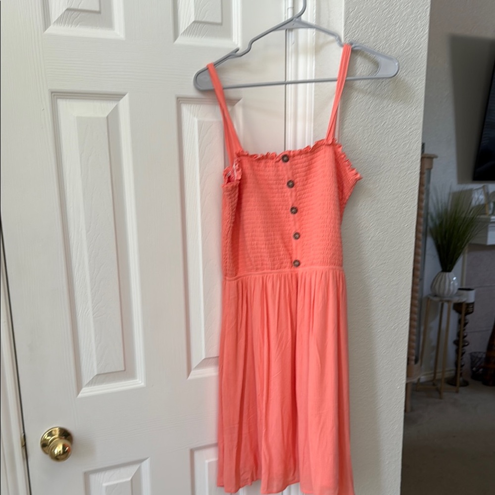 Coral Button-Front Summer Dress